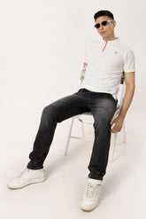 4004-4 Straight Fit Jeans Washed Black