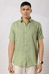 Linen Shirts Half Sleeves Slim Fit Pista Green