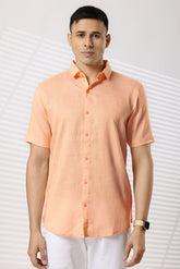 Linen Shirts Half Sleeves Slim Fit Peach