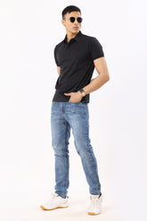 0701-6 Black Solid Polo T-Shirt