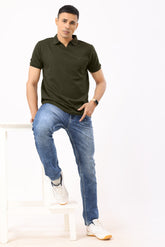 3003-1 Linear Polo T-Shirt Army Green