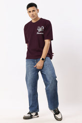 0803-2 Bullet Oversized T-Shirt Burnt Maroon