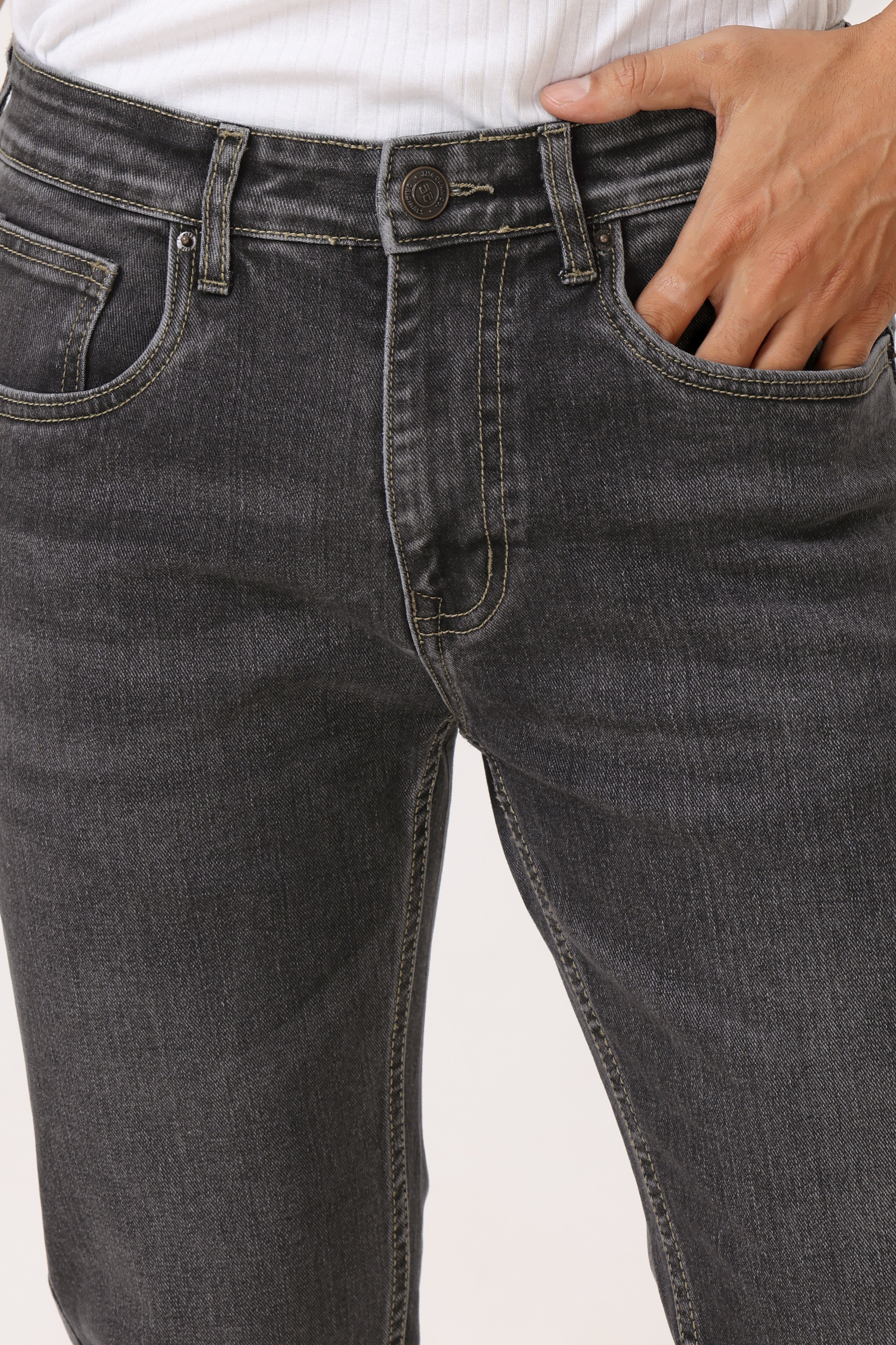 1002-1 Straight Fit Jeans Charcoal Grey