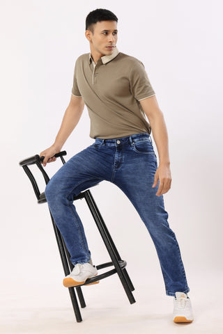 3002-1 Straight Fit Jeans Acid Wash Blue
