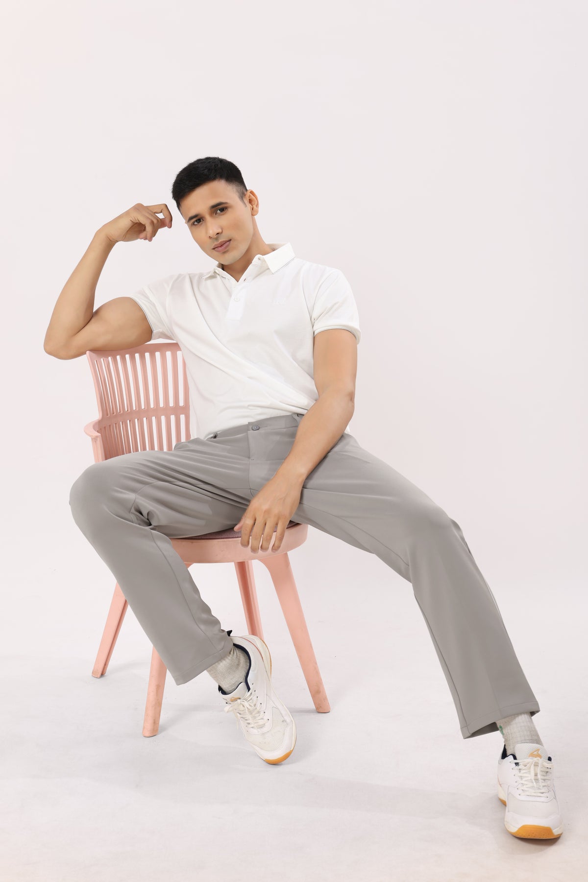 Baggy Fit Korean Pants Light Grey