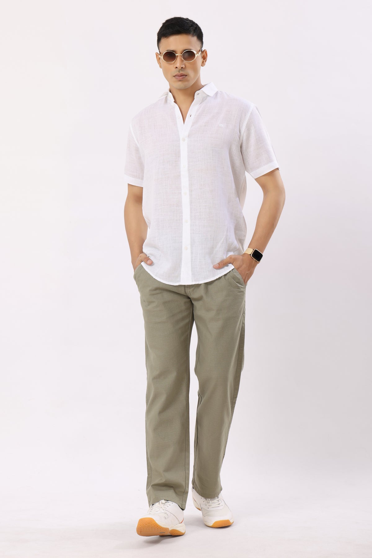 Linen Pants Straight Fit Pista Green