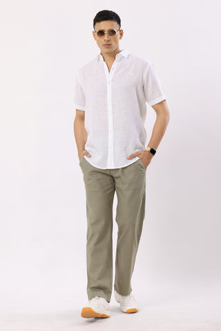 Linen Pants Straight Fit Pista Green