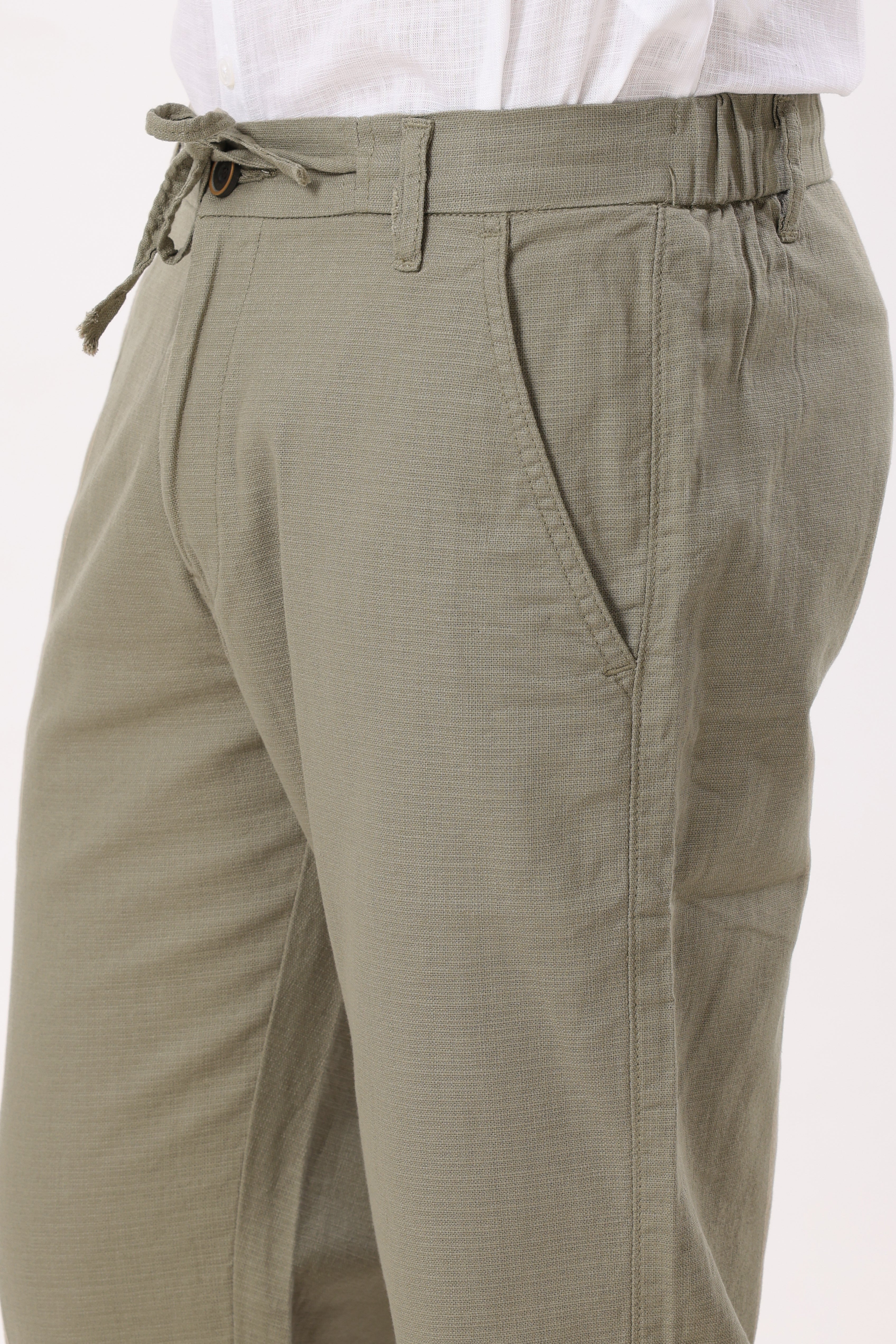 Linen Pants Straight Fit Pista Green