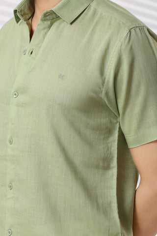 Linen Shirts Half Sleeves Slim Fit Pista Green
