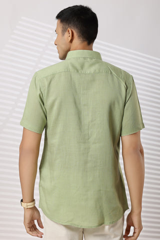 Linen Shirts Half Sleeves Slim Fit Pista Green