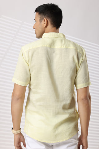 Linen Shirts Half Sleeves Slim Fit Lemon
