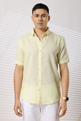 Linen Shirts Half Sleeves Slim Fit Lemon