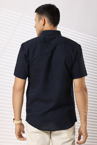 Linen Shirts Half Sleeves Slim Fit Navy