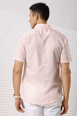 Linen Shirts Half Sleeves Slim Fit Pink