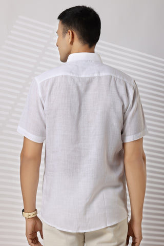 Linen Shirts Half Sleeves Slim Fit White