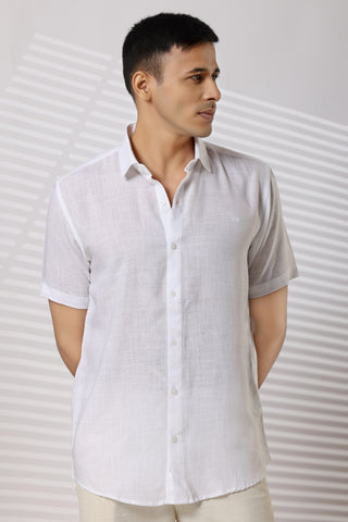 Linen Shirts Half Sleeves Slim Fit White