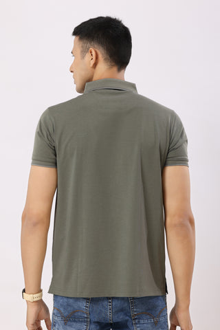0701-4 Olive Green Solid Polo T-Shirt