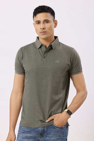 0701-4 Olive Green Solid Polo T-Shirt