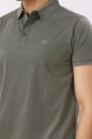 0701-4 Olive Green Solid Polo T-Shirt