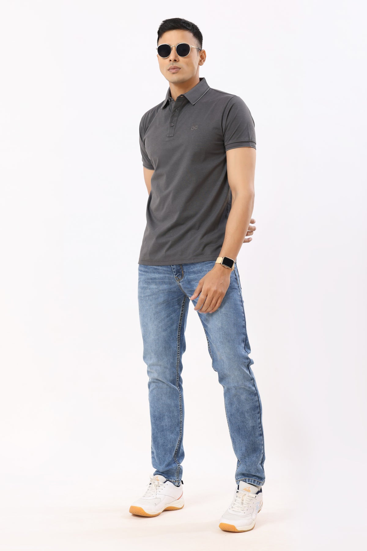 0701-5 Dark Grey Solid Polo T-Shirt