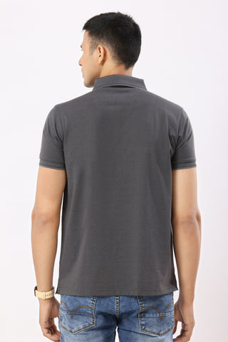 0701-5 Dark Grey Solid Polo T-Shirt