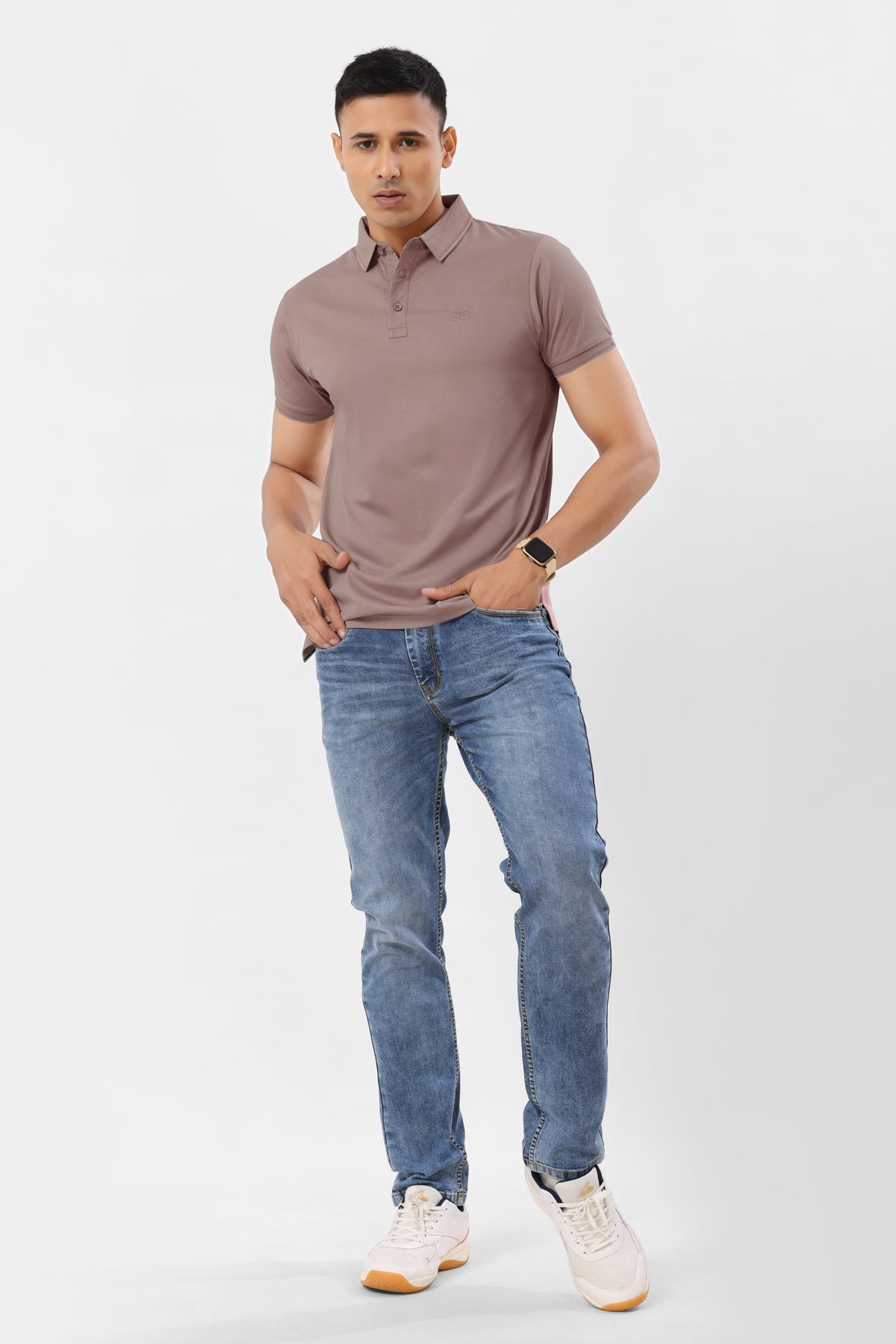 0701-3 Peach Solid Polo T-Shirt
