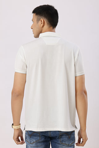 0701-1 White Solid Polo T-Shirt
