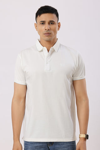 0701-1 White Solid Polo T-Shirt