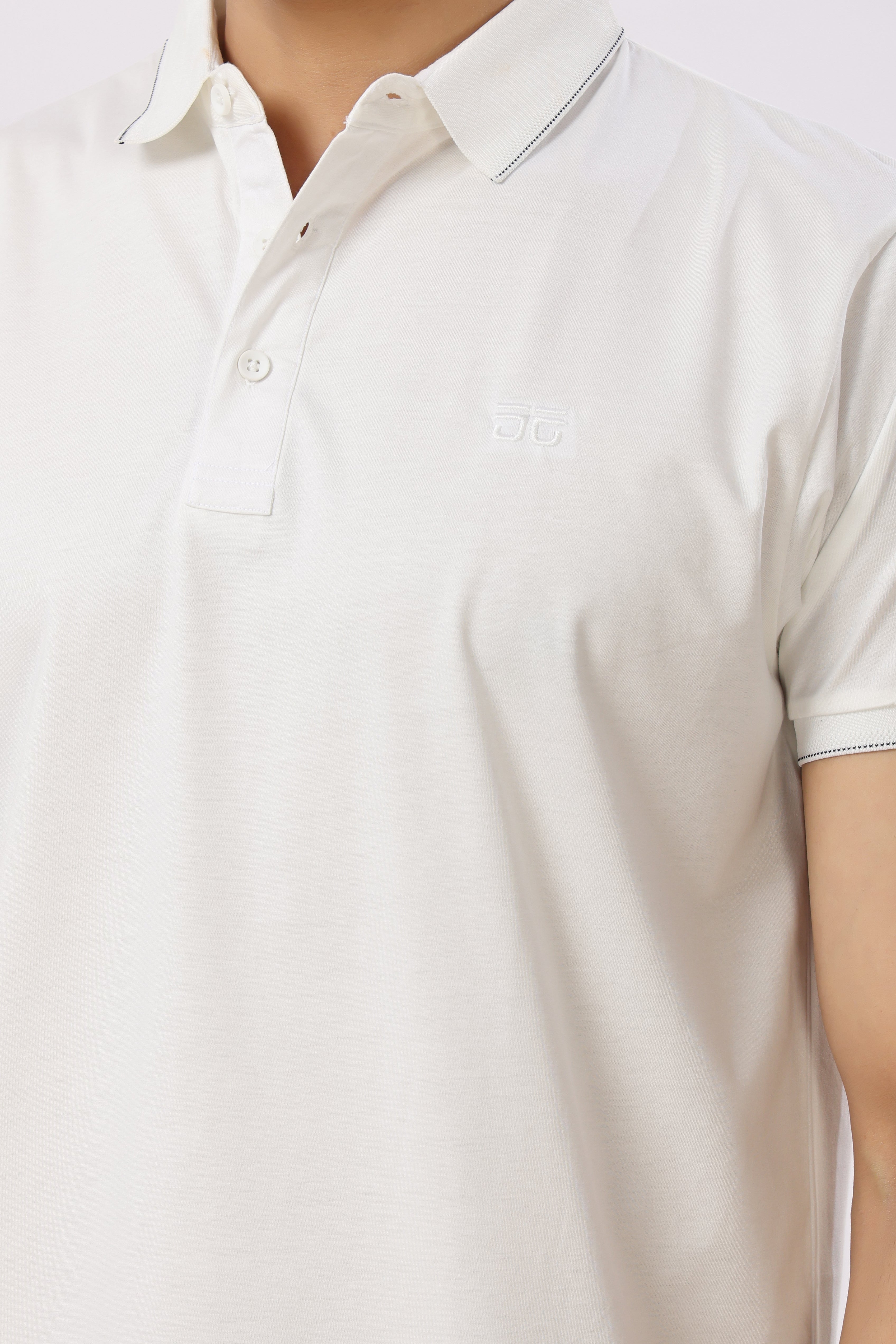 0701-1 White Solid Polo T-Shirt