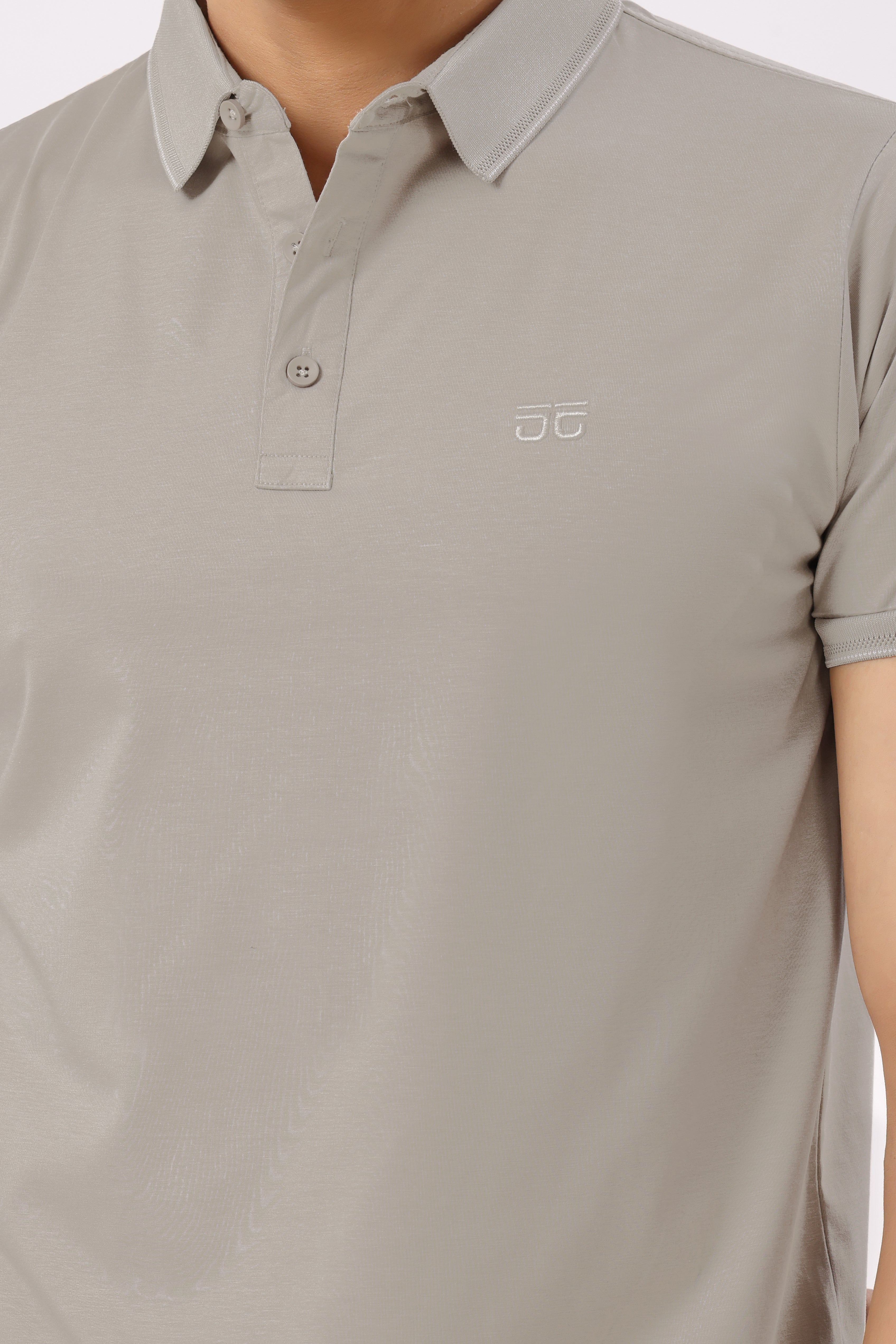 0701-2 Beige Solid Polo T-Shirt