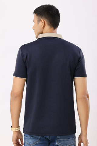2001-2 Cross Collar Navy Polo T-Shirt