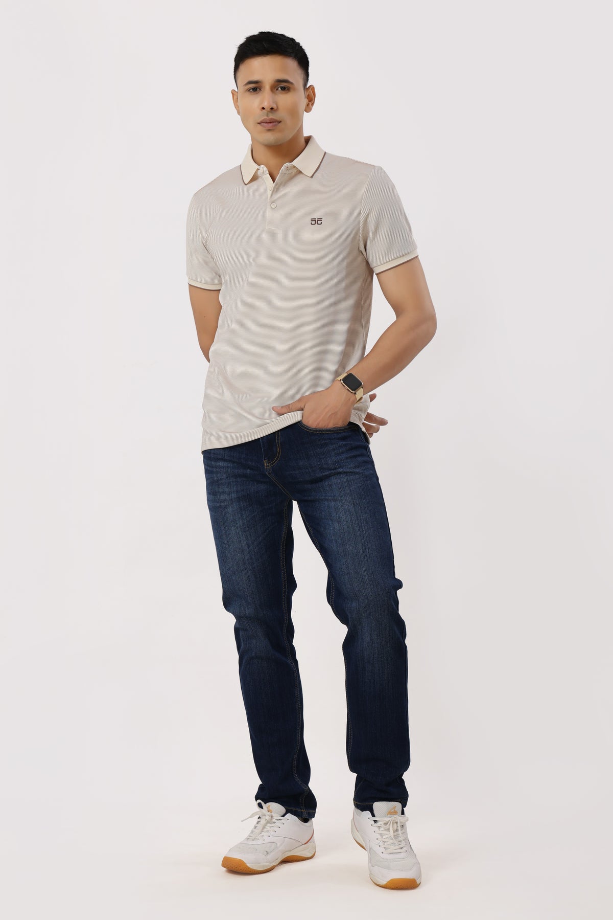 3002-3 Luxe Stripes Polo T-Shirt Brown