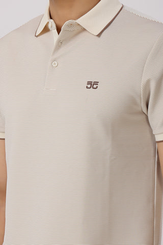 3002-3 Luxe Stripes Polo T-Shirt Brown