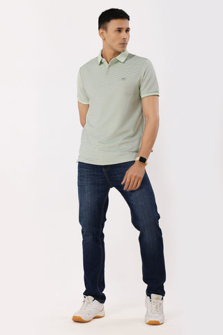 3002-1 Luxe Stripes Polo T-Shirt Green