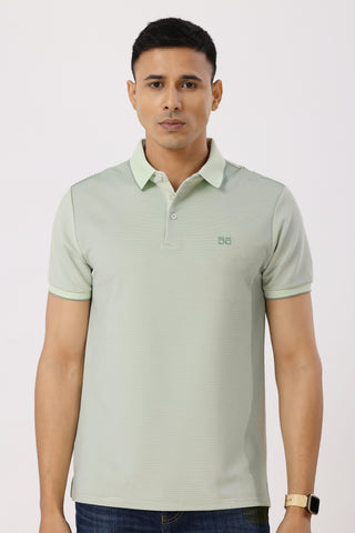 3002-1 Luxe Stripes Polo T-Shirt Green