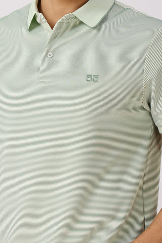 3002-1 Luxe Stripes Polo T-Shirt Green