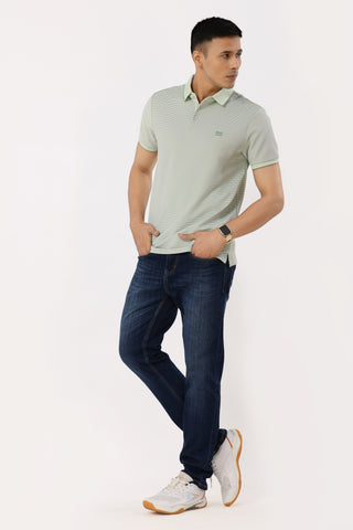 3002-1 Luxe Stripes Polo T-Shirt Green