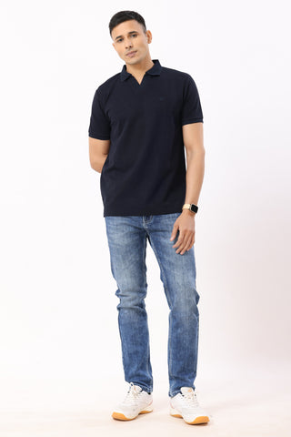3003-2 Linear Polo T-Shirt Navy