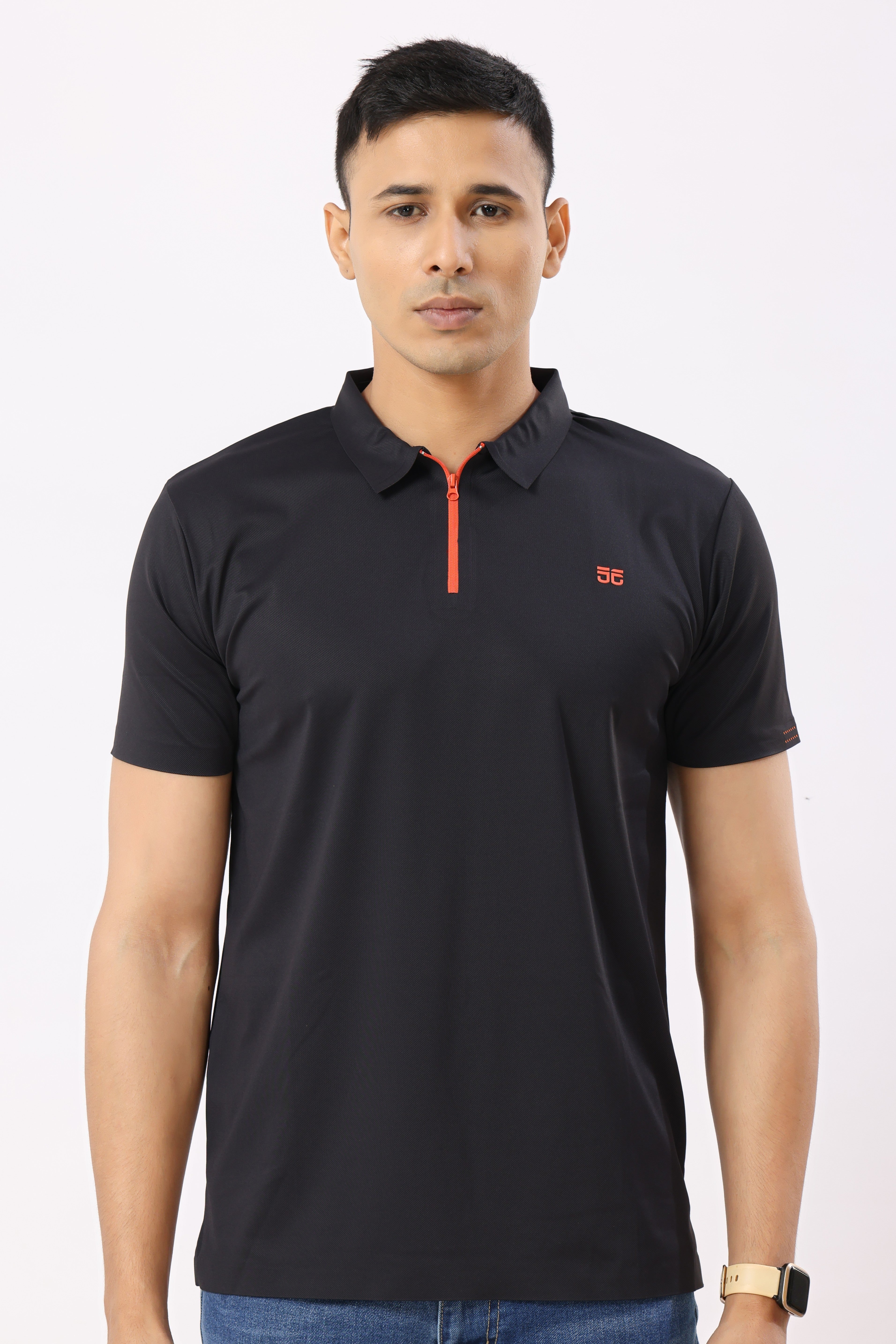 4001-3  ZeroStitch Chain Polo T-Shirt Black