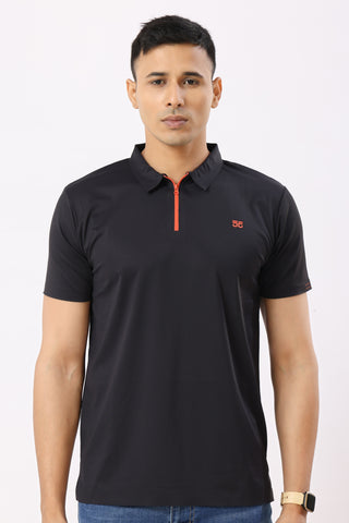 4001-3  ZeroStitch Chain Polo T-Shirt Black