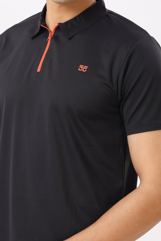 4001-3  ZeroStitch Chain Polo T-Shirt Black