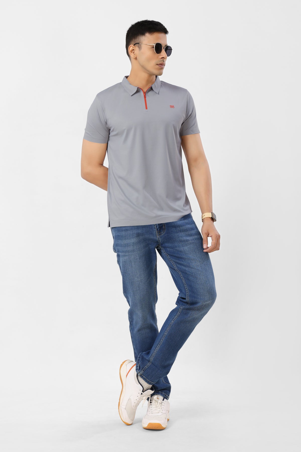 4001-2 ZeroStitch Chain Polo T-Shirt Grey