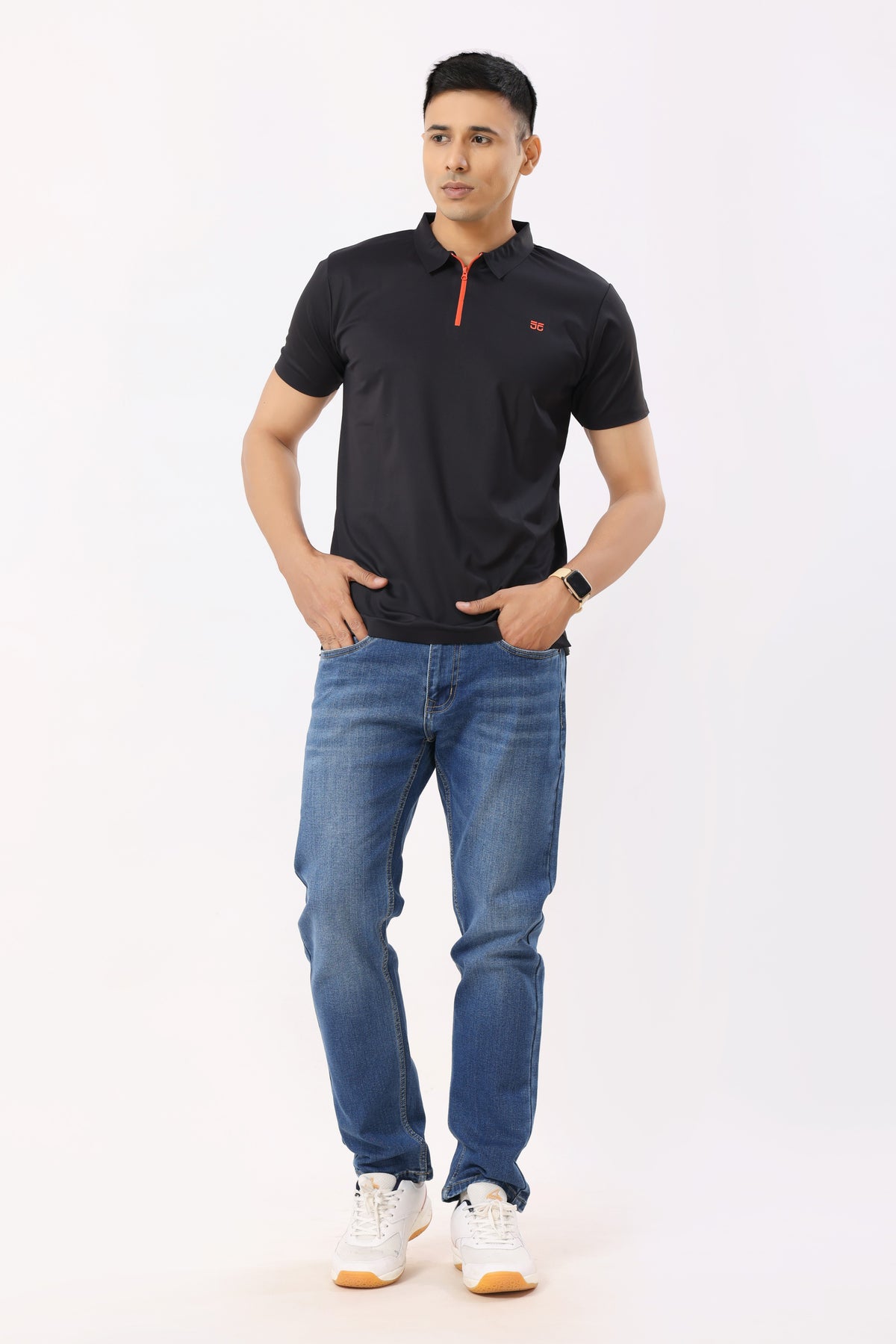 4001-3  ZeroStitch Chain Polo T-Shirt Black