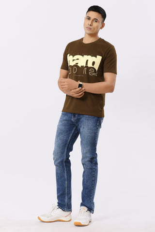 Hard Core Graphic T-Shirt Brown