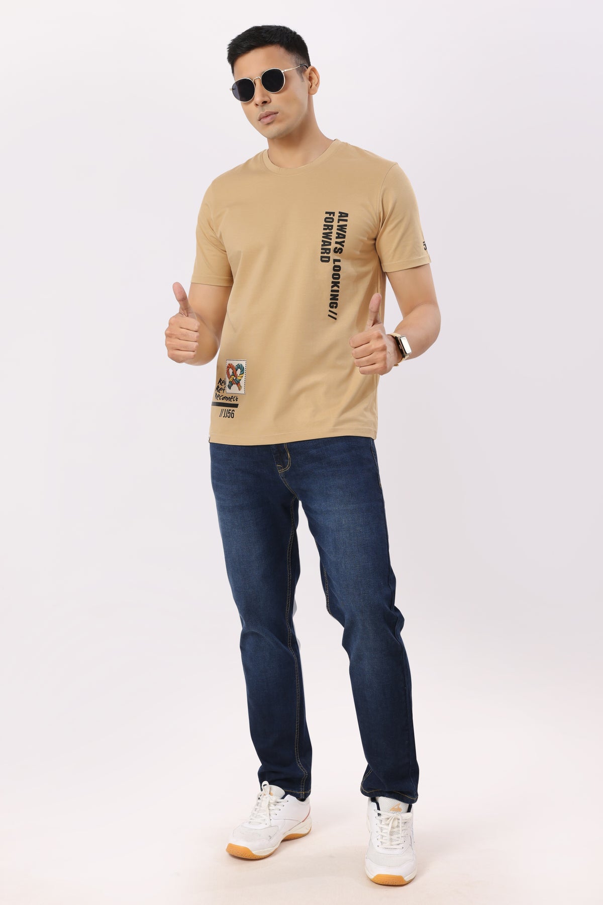 Reconnect Textured T-Shirt Beige