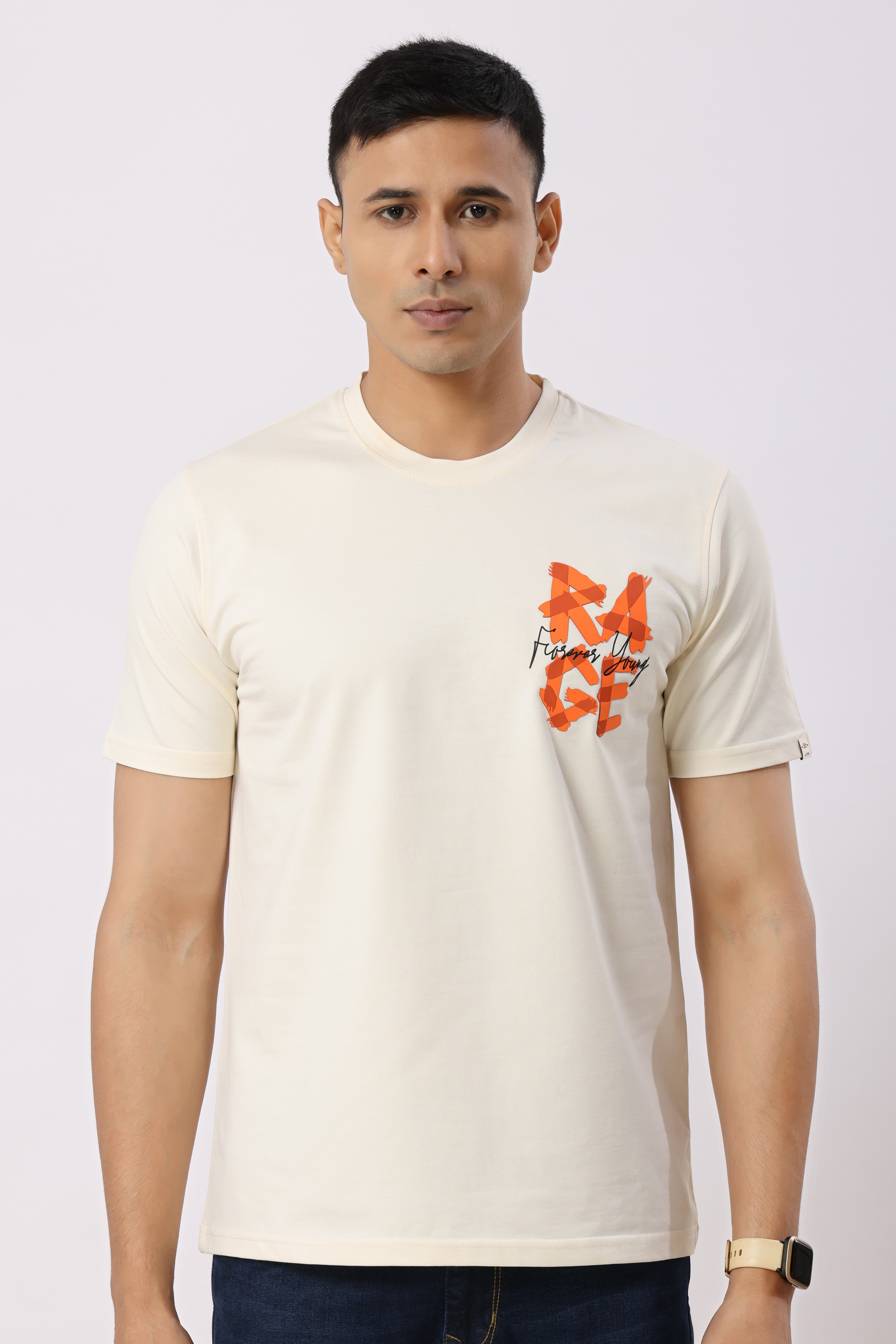 Rage Textured T-Shirt Cream