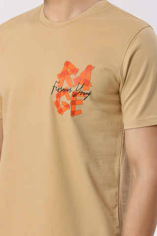 Rage Textured T-Shirt Beige