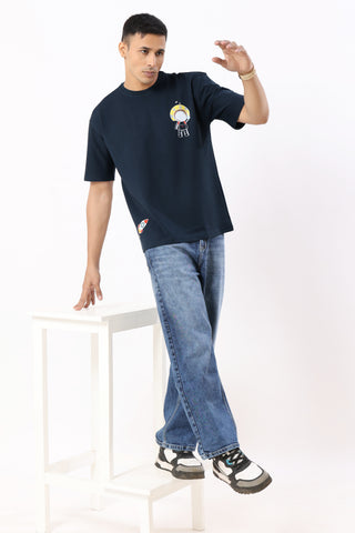 0801-3 Space Oversized T-Shirt Navy