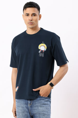 0801-3 Space Oversized T-Shirt Navy
