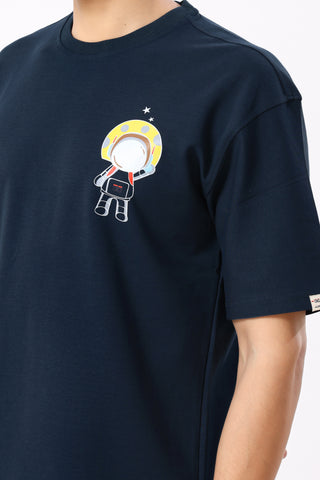 0801-3 Space Oversized T-Shirt Navy